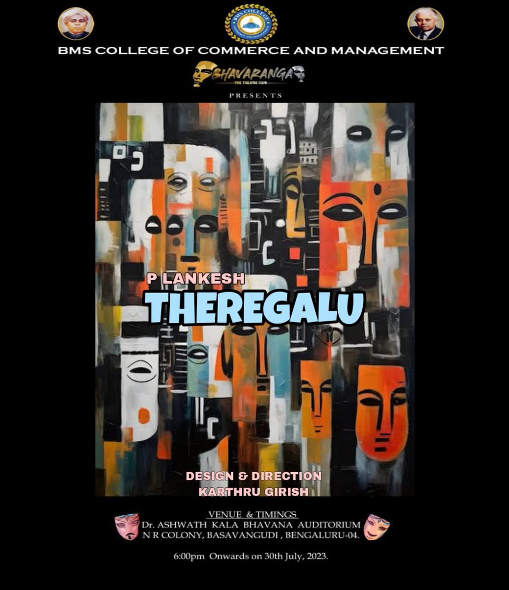 CollegeBMSCCM's tweet photo. Team Bhavaranga of BMSCCM presents to you,
PRADARSHANA spectacular theatre experience which includes Mime, folk song, street play and Drama.
DATE : 30th July 2023
TIME : 6:00 PM onwards
VENUE : Dr. Ashwath Kala Bhavana Auditorium
N.R Colony, Basavanagudi
#BMSCCM https://t.co/s0Jr3bAn1n