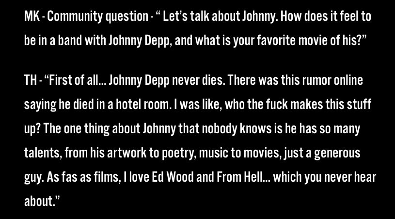 So… to shut that rumors about god dad (#JohnnyDepp) passed out or died in a hotel room in Budapest, here’s an interview that Uncle Tommy (@DisVicious1) did with Michael Kalish for @FollowingBoston 

Read full article here: followingboston.com/articles/2023/…