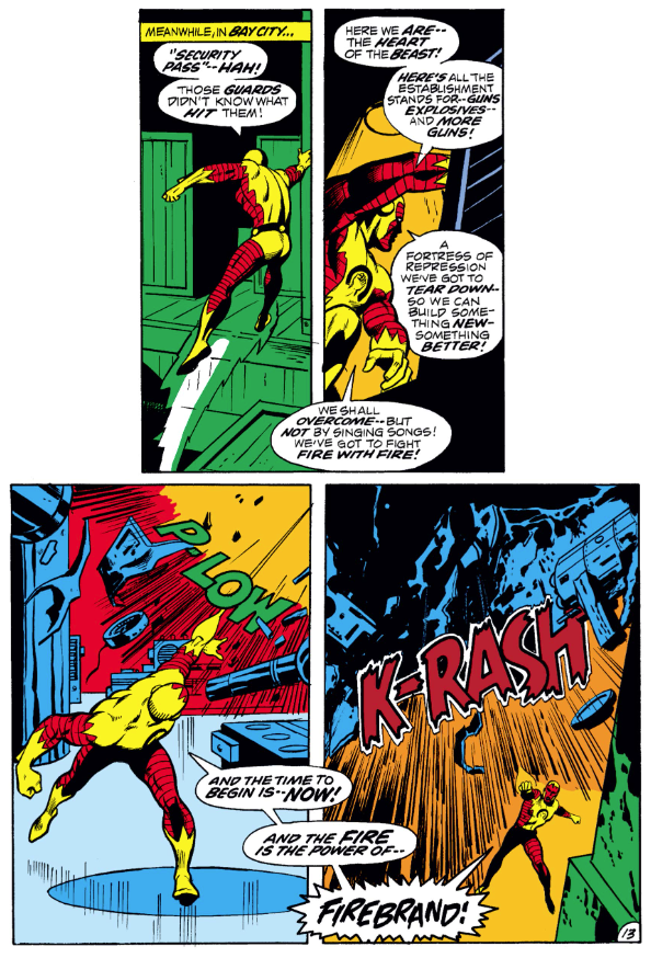 MarvelADay's tweet photo. #IM48 #MarvelADay Firebrand is still seething about how pathetic Simon was by trying to give him a security pass so he wouldn't have to K.O. the guards. It doesn't occur to him that if he had spared the guards, then somebody would be alive to appreciate his deft wordplay! PMB https://t.co/gQ55aBskZ9
