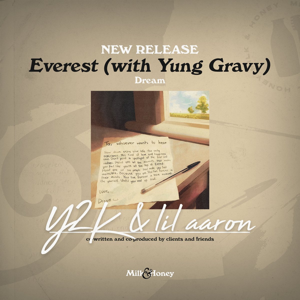 milkhoneyla's tweet image. Check out Dream’s new single ‘Everest’ with Yung Gravy, co-written and co-produced by clients and friends Y2K and Lil Aaron
#Y2K #LilAaron #Dream #YungGravy #milkandhoney #hitsongs