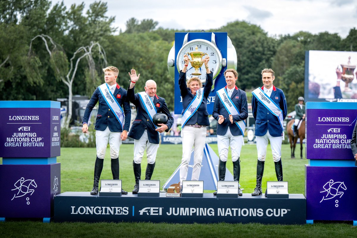 BenMaher1's tweet photo. A special day as GB win the FEI Nations Cup on home turf at @HicksteadEvents! 🇬🇧🏆 

Exit Remo jumped two super rounds for the team &amp; congratulations to all @BritEquestrian! https://t.co/i7jg9QU0LZ