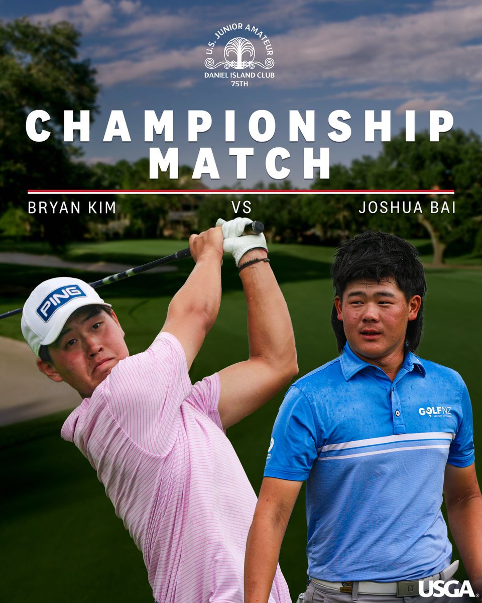 36 holes to crown a champion! ⛳️

Bryan Kim and Joshua Bai tee off at 8 a.m. ET in Saturday's #USJuniorAm final at Daniel Island Club.