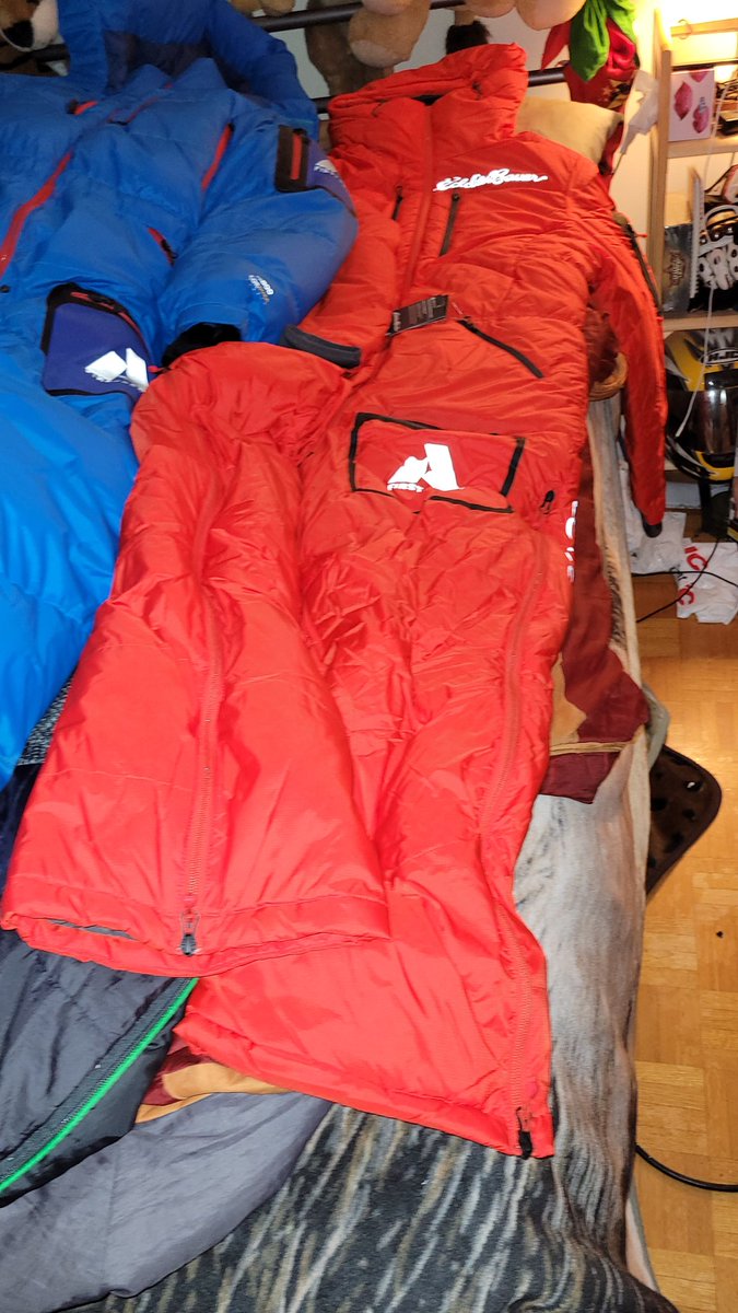 waraulion's tweet photo. The new Eddie Bauer pimento coloured suit arrived. Shown in the pictures below beside my blue one of the same type but the blue one is version 1 https://t.co/ttQlV7eBPZ