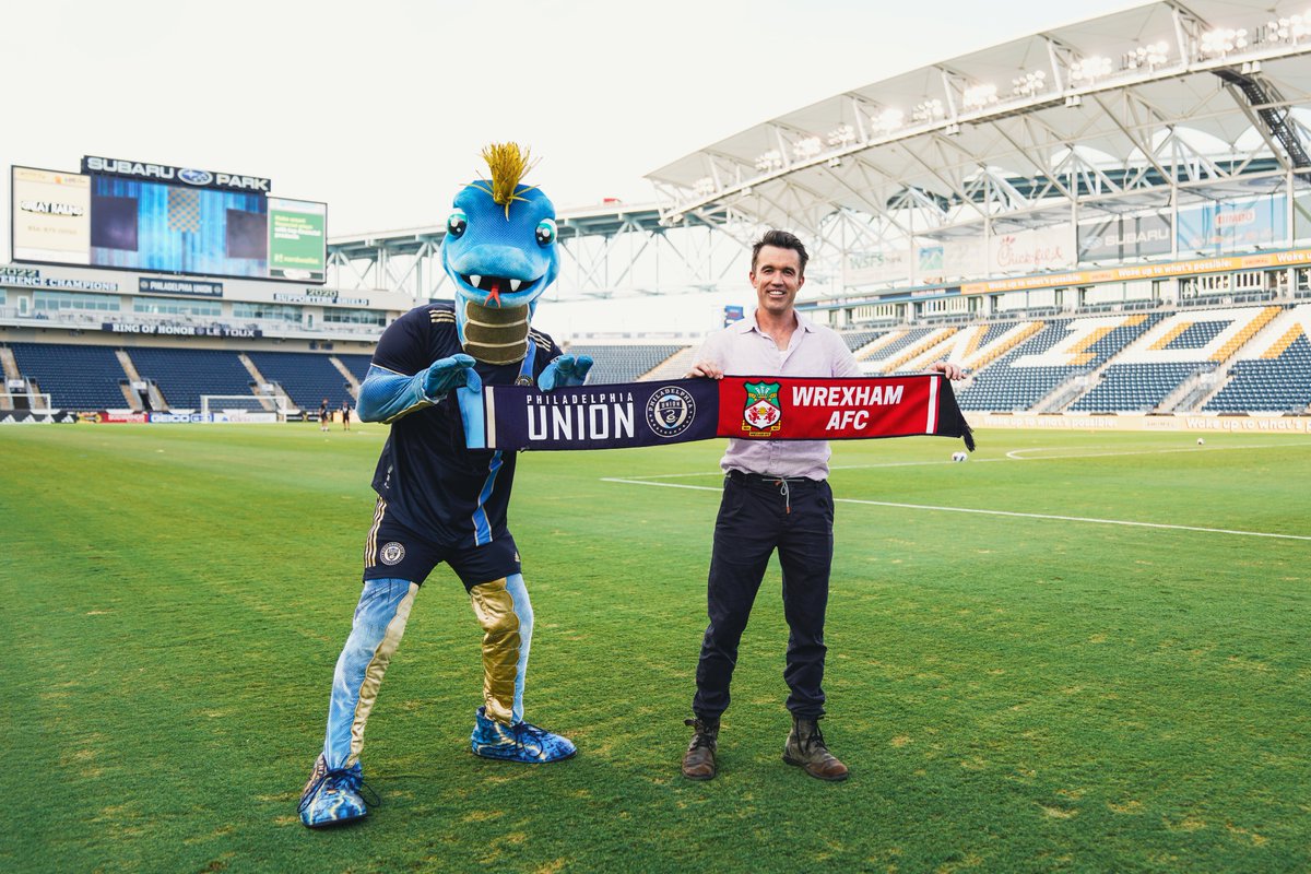 PhilaUnion's tweet photo. Looks pretty Sunny in Philadelphia (Chester) right now ☀️ 

👋 @RMcElhenney 

#DOOP | @PhilaUnionII | @Wrexham_AFC https://t.co/gOYSQptI1R
