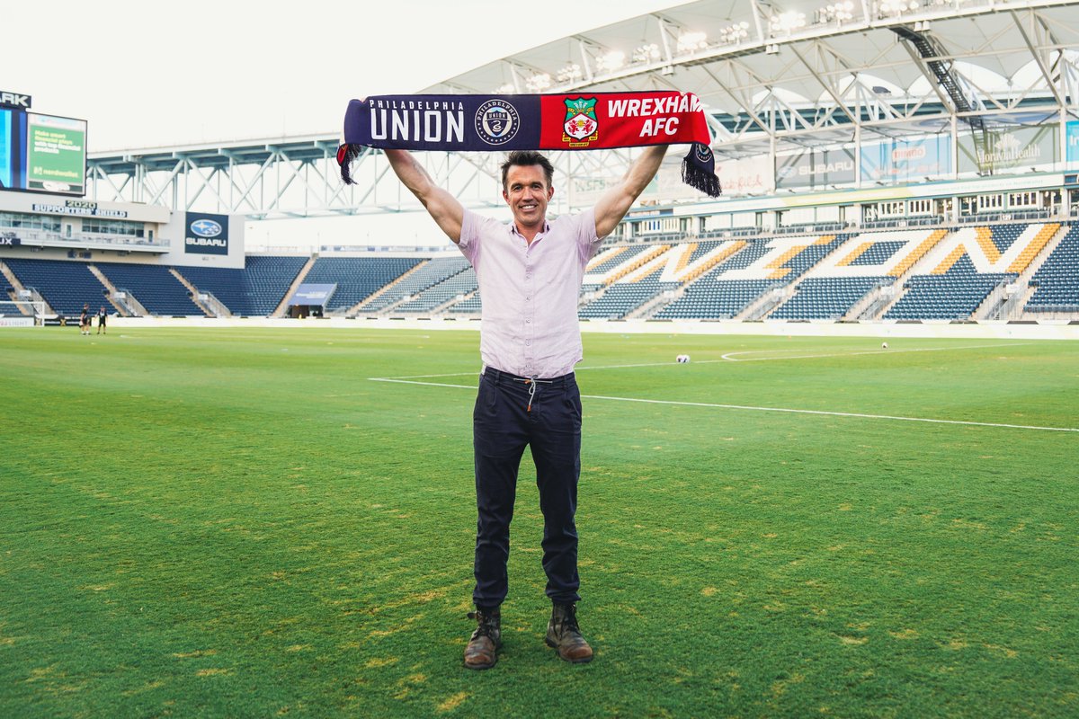PhilaUnion's tweet photo. Looks pretty Sunny in Philadelphia (Chester) right now ☀️ 

👋 @RMcElhenney 

#DOOP | @PhilaUnionII | @Wrexham_AFC https://t.co/gOYSQptI1R