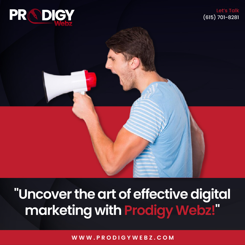 Digital marketing is an art, and we're the masters. Prodigy Webz crafts impactful strategies that connect, engage, and convert. 
Website: prodigywebz.com
Contact Us: (615) 701-8281
#ProdigyWebz #DigitalMarketingArt #ImpactfulStrategies #ConnectEngageConvert #digitalart