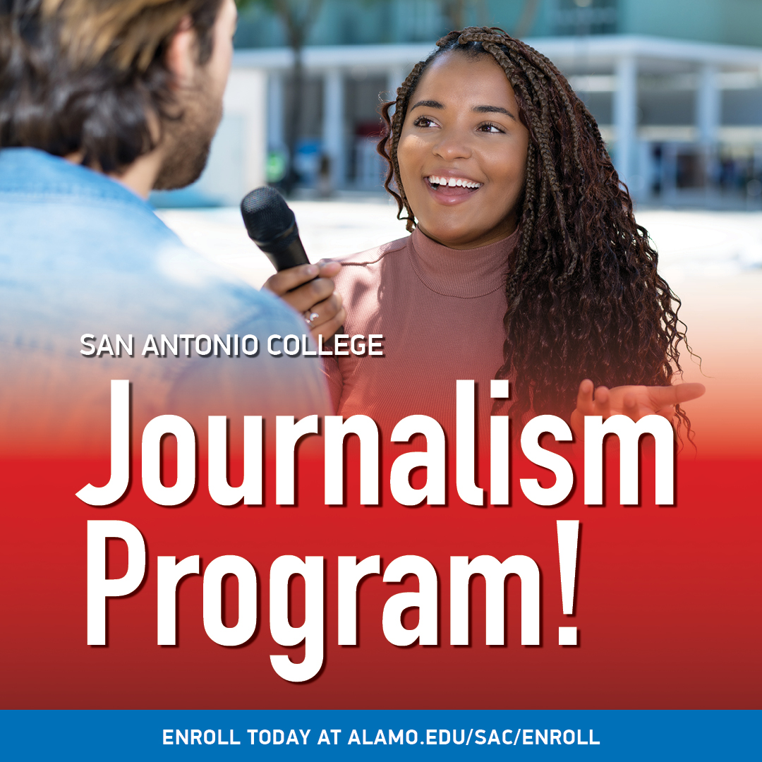 Are you searching 🔎 for an exciting career where every day is NEWs? 📰 
Join the journalism program here at SAC. 💻📝 📹 🎧🎙️ 📸 
Fall 🍂 enrollment is OPEN!
Apply and register today at alamo.edu/sac/enroll 🔗

#Journalism #YourFutureIsWaiting #SACProud #SanAntonioCollege