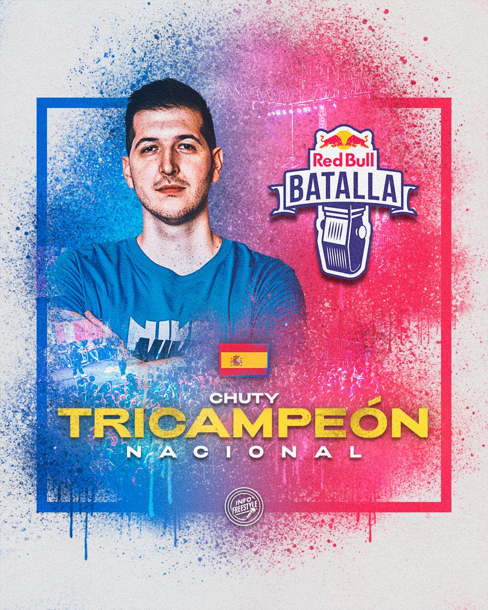 ¡Campeón Nacional! 🏆

CHUTY es el campeón de la Final Nacional de la Red Bull Batalla 🇪🇸 tras vencer en la batalla final a Mnak.

Estará representando a España 🇪🇸 en la Final Internacional que se realizará en Colombia 🇨🇴.

#RedBullBatalla 🇪🇸