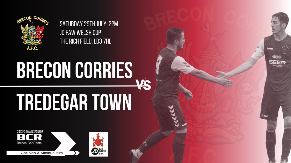 BreconCorriesFC's tweet photo. Tomorrow we play our first competitive fixture of the 2023/24 season.
๐ | JD Welsh Cup QR1
๐ | @TredegarTownFC
โฐ | 2:00pm KO
๐ | Rich Field, LD3 7HL
๐ป | Brecon Rugby Club
The lads have had a great pre-season and are raring to go. See you there #ChiselArmy ๐ https://t.co/08TRDZkLJd
