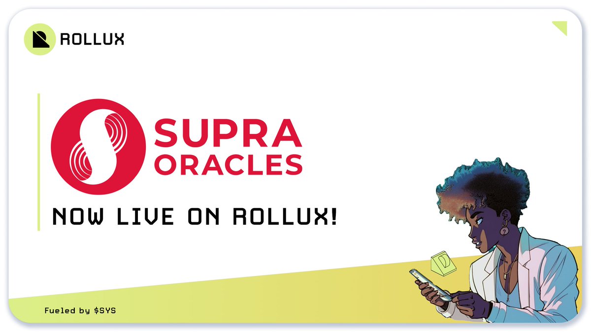 RolluxL2's tweet photo. Now #liveOnRollux: 93 price feed pairs by @SupraOracles.
Combining Rollux w/ Supra means the best oracle service anywhere. Why? The unprecedented low cost of Rollux plus Supra innovations equal better price liveness for better #DeFi
Price feed contract:
https://t.co/KEkhZuNQDS https://t.co/XpdPlVeSg1