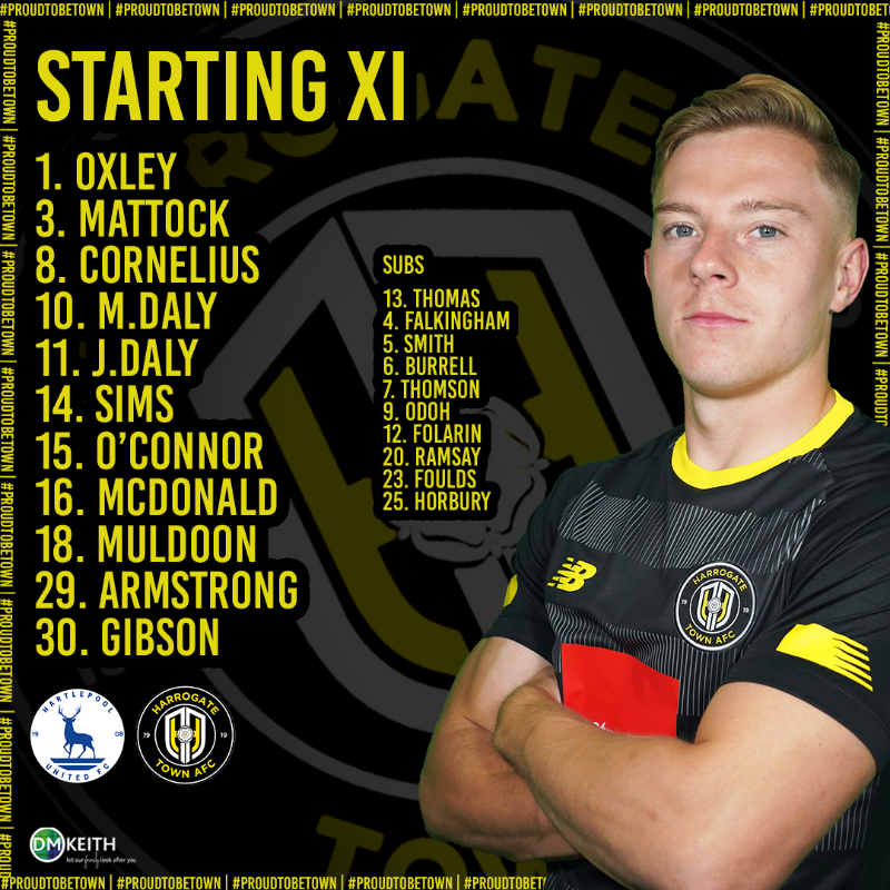 HarrogateTown's tweet photo. How we line-up for our final pre-season outing against @Official_HUFC ���