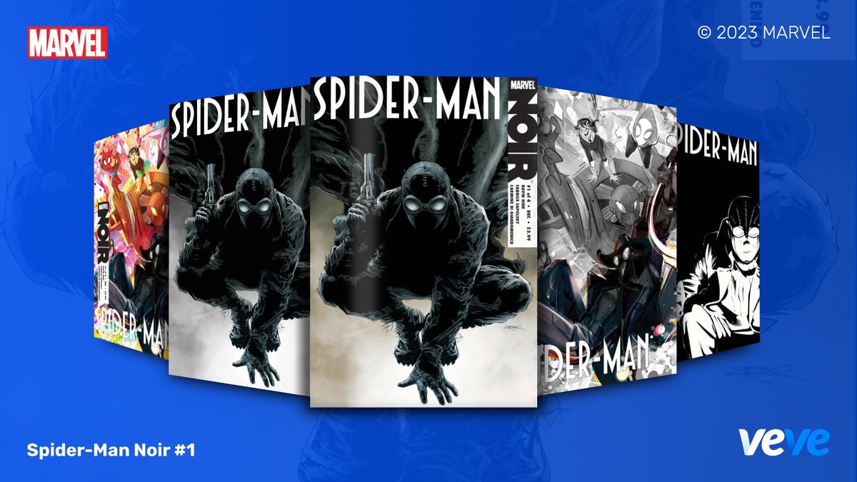 veve_official's tweet photo. First appearance of Spider-Man Noir! 🕸️🔎

@Marvel's Spider-Man Noir #1 features VeVe-Exclusive Rare &amp; Ultra Rare covers by @nicolettabaldar. Drops in blind box Waitlist format Sun, 30 July at 8 AM PT: https://t.co/oqHQfc1AzF

#CollectorsAtHeart 🖤 https://t.co/arEjuecwY8