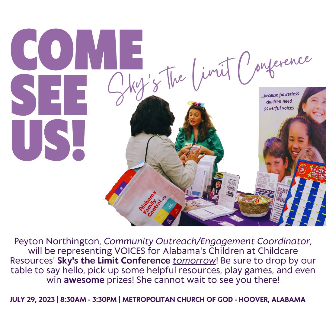 Childcare Resources (<a href="/ccr_bhm/">Childcare Resources</a>) is hosting the Sky's the Limit Conference tomorrow, and we are so excited to be a part! Be sure to stop by our booth to say hello to Peyton Northington, VFAC's Community Outreach/Engagement Coordinator!