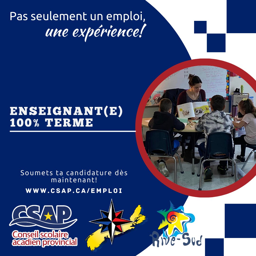 EcoleRDV's tweet photo. Pas seulement un emploi, une expérience! 💥

Nous sommes à la recherche d’un(e) enseignant(e) à 100% terme pour combler notre équipe! 👥

https://t.co/nTnGtb4kK5

#Emploienfrançais #CSAP #Acadie #Expérience

Postuler ou partager 👇 https://t.co/AqMCugHkEH
