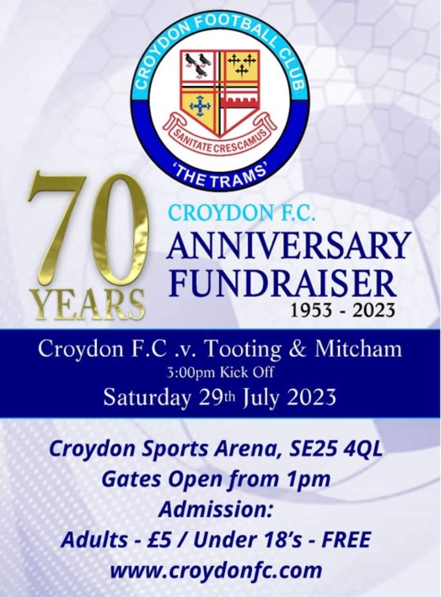 gingerLadd73's tweet image. Really looking forward to this tomorrow @Croydon_FC , hope the weather holds! #Trams #70Years ⚽👍🏻