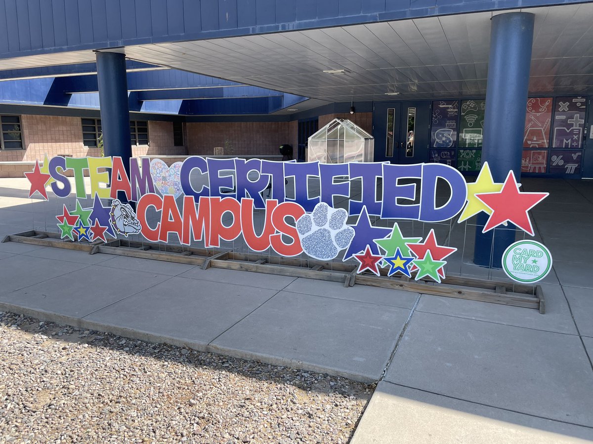 Cmarquez_EES's tweet photo. We are the 1st STEM certified campus in El Paso! Way to go Bullpup teachers. https://t.co/zPQ9mL3OmX