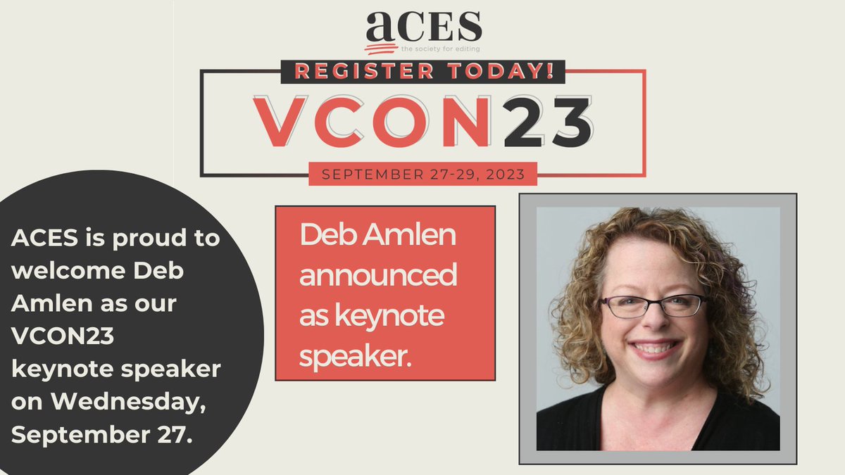 ACESEditors's tweet photo. Deb is the lead columnist for The New York Times’ daily “Wordplay." 
"I'm excited to open the ACES 2023 Virtual Conference and share my appreciation for all that is editing," said Deb. 
Register here: https://t.co/NpXwwVWaEl #ACESVCon23 #aces #edibuddies #aceseditors https://t.co/flplkXpeCU