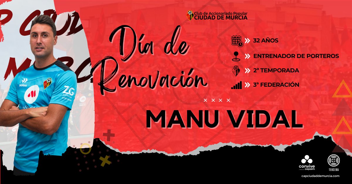Manu Vidal será el Entrenador de Porteros del #Ciudad2324

RENOVACIÓN MANU VIDAL | 🤝

El ex portero seguirá ligado al cuadro rojinegro pero será dentro del cuerpo técnico de Paco Lorca como responsable de la preparación de los porteros.

Noticia: 🔗 wp.me/p9cs2b-2Yr

♥️🖤