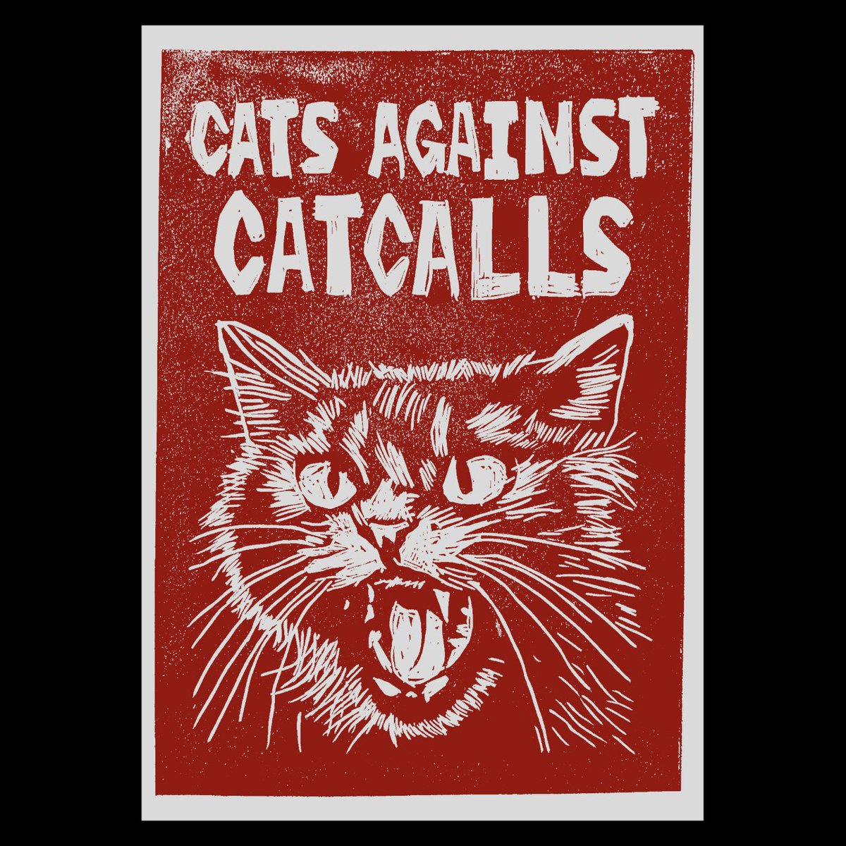 AntifaGraphics's tweet photo. Cats against catcalls
+++
Download this design in high-resolution from our web archive!
Link: https://t.co/1UoSNGhpIr
#catcalling #stopcatcalling #stopstreetharassment #feminism #catsagainstcatcalls #catcalls #chalkback #nomeansno https://t.co/ihPvV2GFIP