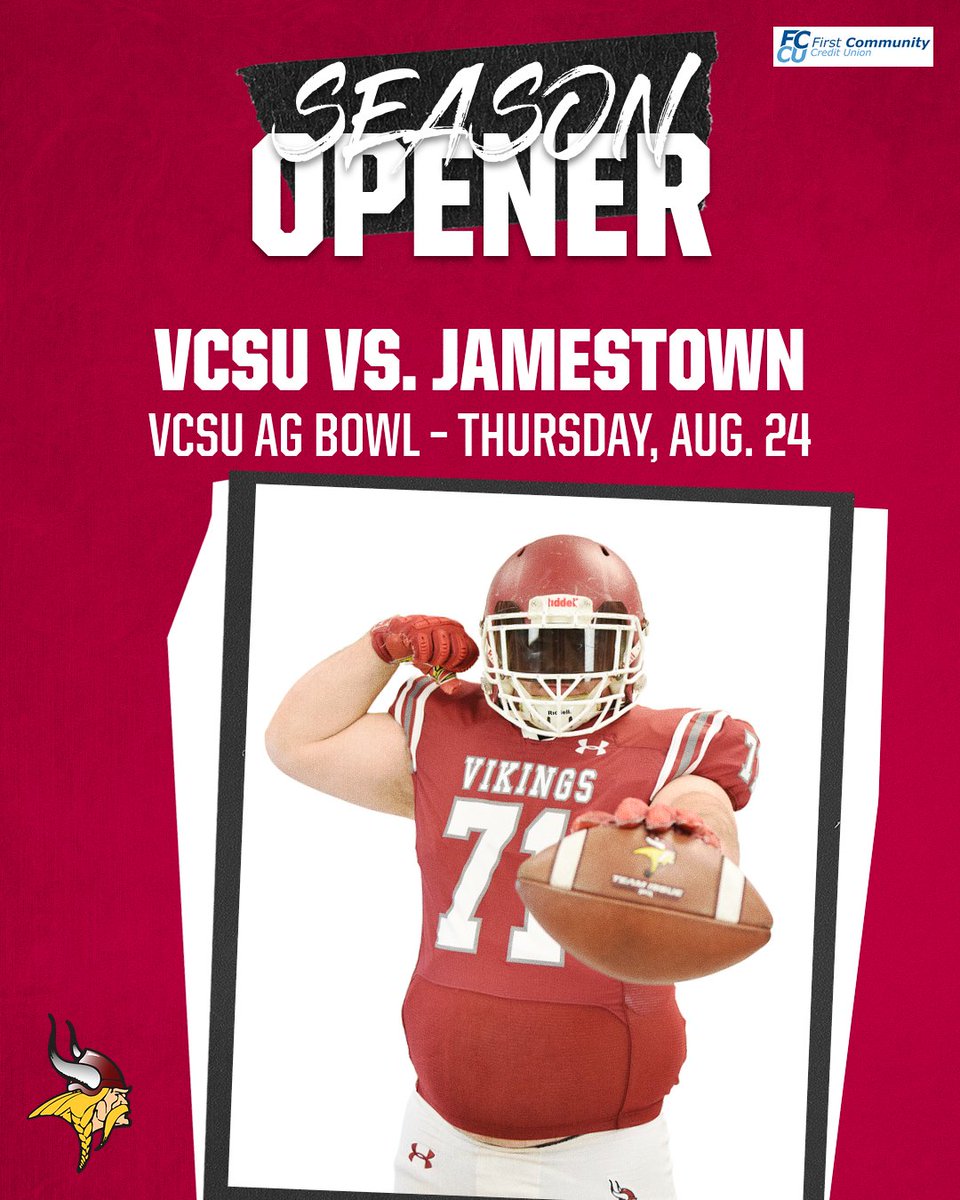 VCSUVikings's tweet photo. Counting down the days! 🏈

We are less than 4 weeks away from the 2023 football season. Join us Aug. 24 at Lokken Stadium for the annual VCSU Ag Bowl!

#GoVikings #PaintBucket #OwnTheBucket #AgBowl https://t.co/VHqkIjpmbN