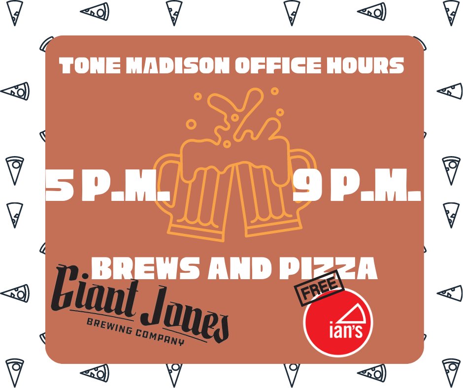 Tonight! Join us at @GiantJonesBeer to talk with our staff, support our summer fundraiser, and enjoy pizza from @IansMadison while it lasts. facebook.com/events/1272113…