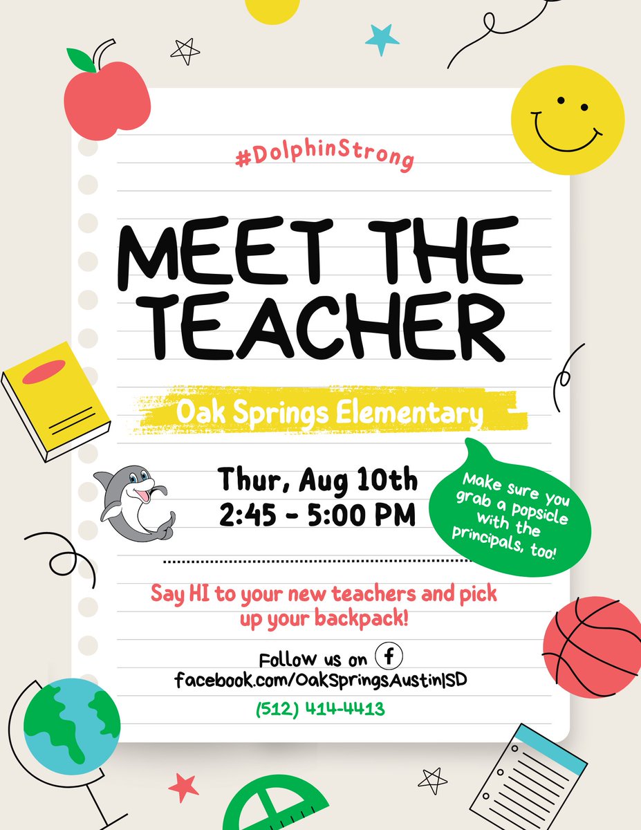 OakSpringsElem's tweet photo. We are gearing up for the new school year! So ready to see our #DolphinFam! Mark your calendars ✏️ @OSEPROUD1 

🌟 8/4 Dolphin #BlockWalk 
🌟 8/4 #PopsiclesWithThePrincipals at the Booker T playground! 😎☀️ 
🌟 8/10 #MeetTheTeacher Night! 

Together, we are #DolphinStrong! 🤍🩵💙 https://t.co/bLGqWfyUnZ