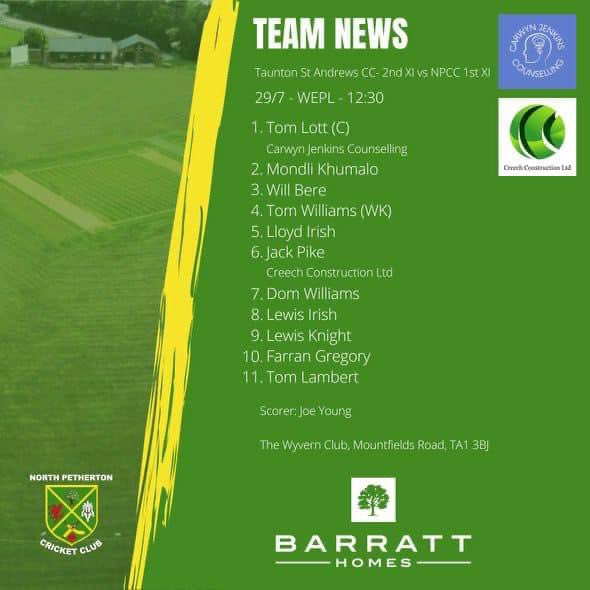 NorthPethyCC's tweet photo. 1st XI travel to Taunton St. Andrew’s tomorrow and the 2nd XI host @winscombecc at Heathfield Park. Finally a decent forecast. #UTP #WEPL #Somerset https://t.co/XpWm0nszG8