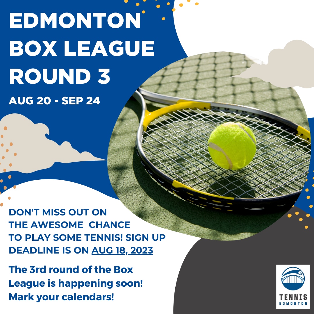 🎾 Calling all tennis enthusiasts! 🏆 The Edmonton Box League is back for round 3, and we can't wait to witness your tennis prowess on the court! Don't miss out on this smashing opportunitys! 😄⁠

[For more information and to register]
tennisedmonton.ca/leagues