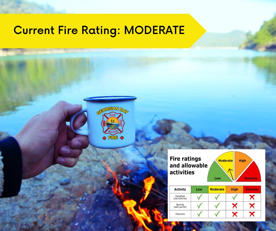 gbtownship's tweet image. Current Fire Rating is: Moderate
🔥 Burn with caution
🔥 Permits are required 
🔥 All fires must be supervised
gbtownship.ca/en/living-here…
#georgianbay #firerating #gbfire #staysafegb