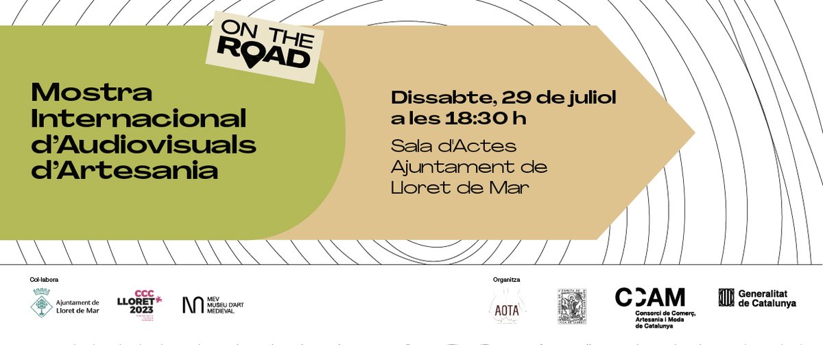 Nova #MostraOnTheRoad a Lloret de Mar amb una selecció de films de la Mostra Internacional d’#AudiovisualsArtesania

📅29.07.2023 a les 18:30h

Activitat emmarcada a la jornada ‘Almorratxa, vidre i tradició a Catalunya’ <a href="/obreria/">Obreria de Santa Cristina</a> <a href="/Lloret_de_Mar/">Ajuntament de Lloret de Mar</a> 

Més info: gen.cat/43yalXL