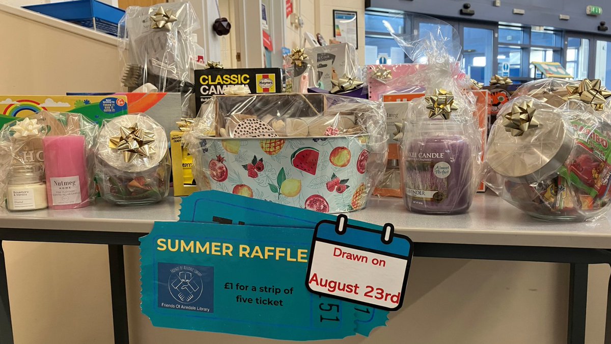 WFlibraries's tweet image. At #airedalelibrary we are holding a summer raffle put together by our wonderful Friends Group!
Prizes include rock painting, chocolates, a jigsaw sorter and more!
Tickets are £1 for a strip of five.
Buy tickets in the library, or call 01977 724040.

#raffle #wakefield #summerfun