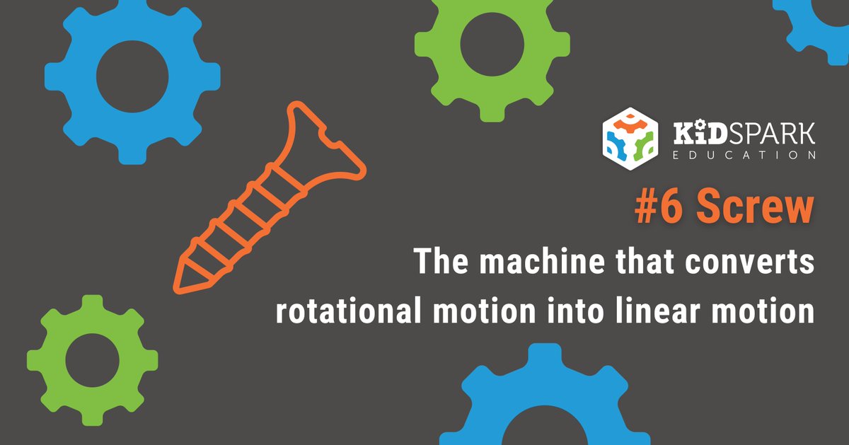 The screw is one of the most commoly used simple machines in the world! It converts rotational motion into linear motion and can be used on a variety of different projects! Check out our Simple Machine Curriculum here  hubs.ly/Q01Z8tt10