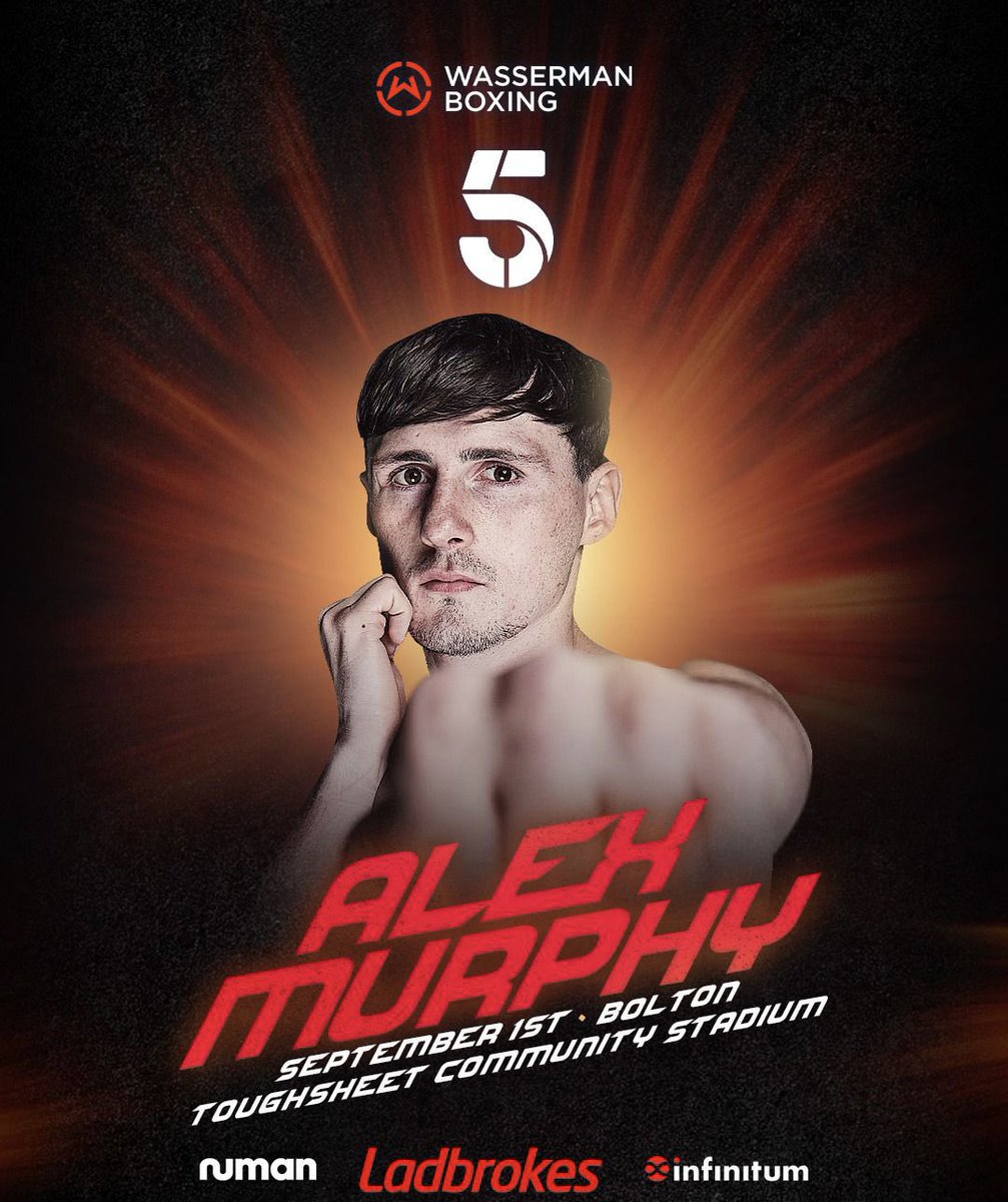 alexmurphy0404's tweet photo. 💥Next fight 1st September at Bolton’s stadium💥
Grateful to be welcomed back onto another big platform, the show will be hosted by @Wasserman and @channel5_tv to showcase @LyndonArthur world title fight.

First 100 tickets paid for will be given a Team Murphy T-shirt #bwfc https://t.co/gAnmiDGfC8