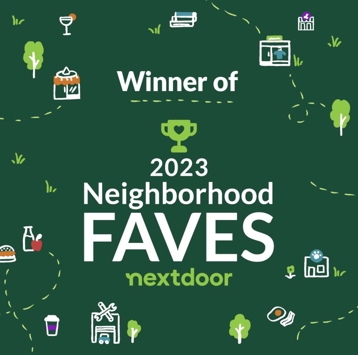 Thank you to our neighbors! We are honored to be voted a 2023 Nextdoor  Neighborhood Fave!  #NeighborhoodFaves