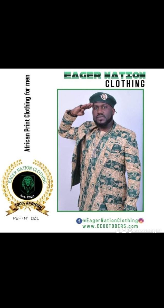 sosoeager's tweet photo. I am a BRAND. Eager Nation Clothing. Elegance African 3 in one men wears. Available at https://t.co/YTNHoWbpPa. Go check it out. #EagerNation #SosoEager https://t.co/tQ6OWYCLDt