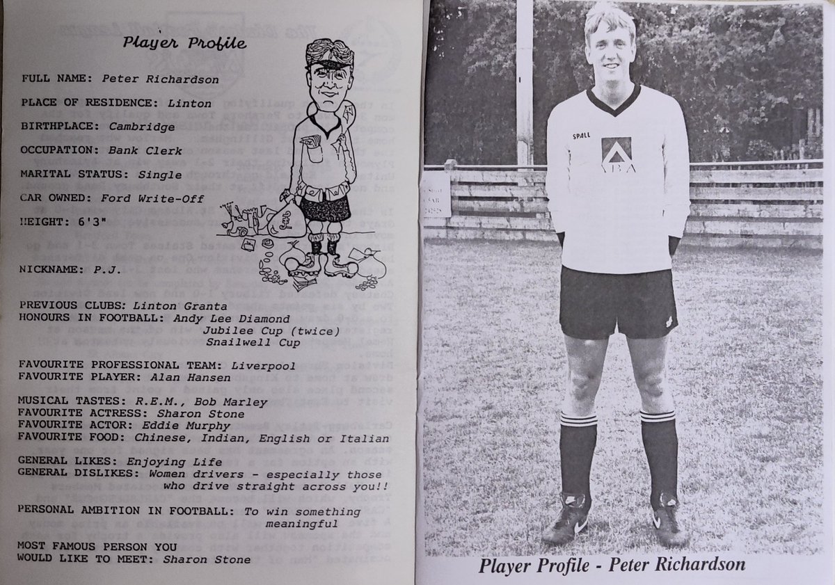 RTFCRemembered's tweet photo. 1992/3...
@NonLgeProgs Player profiles enhanced into works of art by multi-talented Mike Dobson's superb caricatures (father of Simon & Joff)
5th in the series: Peter Richardson 1st XI player.
1/2
#StillGiving #legacy #community https://t.co/mZLqYVRZyp