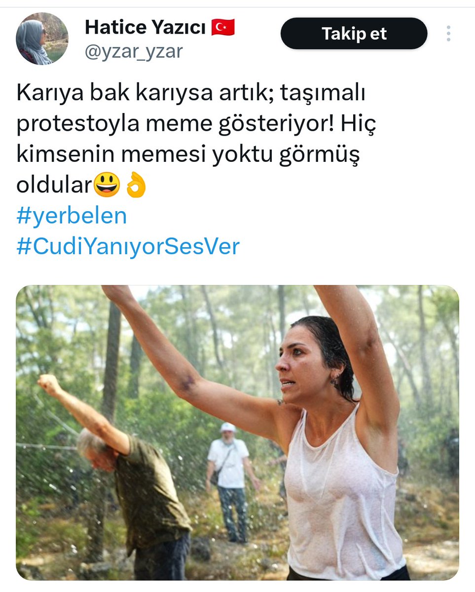 Nasıl bir memesi varsa içine dert olmuş Hatice'nin...

Kırk gün boyunca, kırk ayrı hamamda, kırk ayrı tasla kırklansanız da temizlenmez kirli zihniyetiniz...
#AkbelenDirenişi
#CudiYanıyorSesVer
