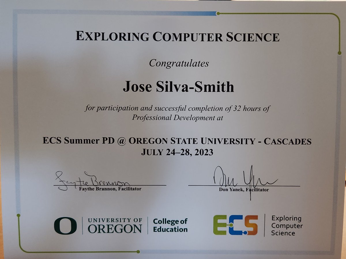 JoseLSilvaSmith's tweet image. Day 6 @osu_cascades for the @exploringcs PD. Last activity of the week. Summarizing this week's learning! Thank you for this incredible learning experience! โค๏ธ๐๐ #TISDProud #exploringcs