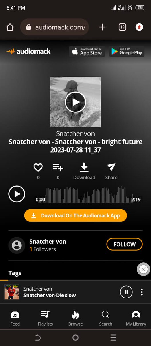 SnatcherVon's tweet image. Hey get my songs now available on Audiomack stay tuned..for more