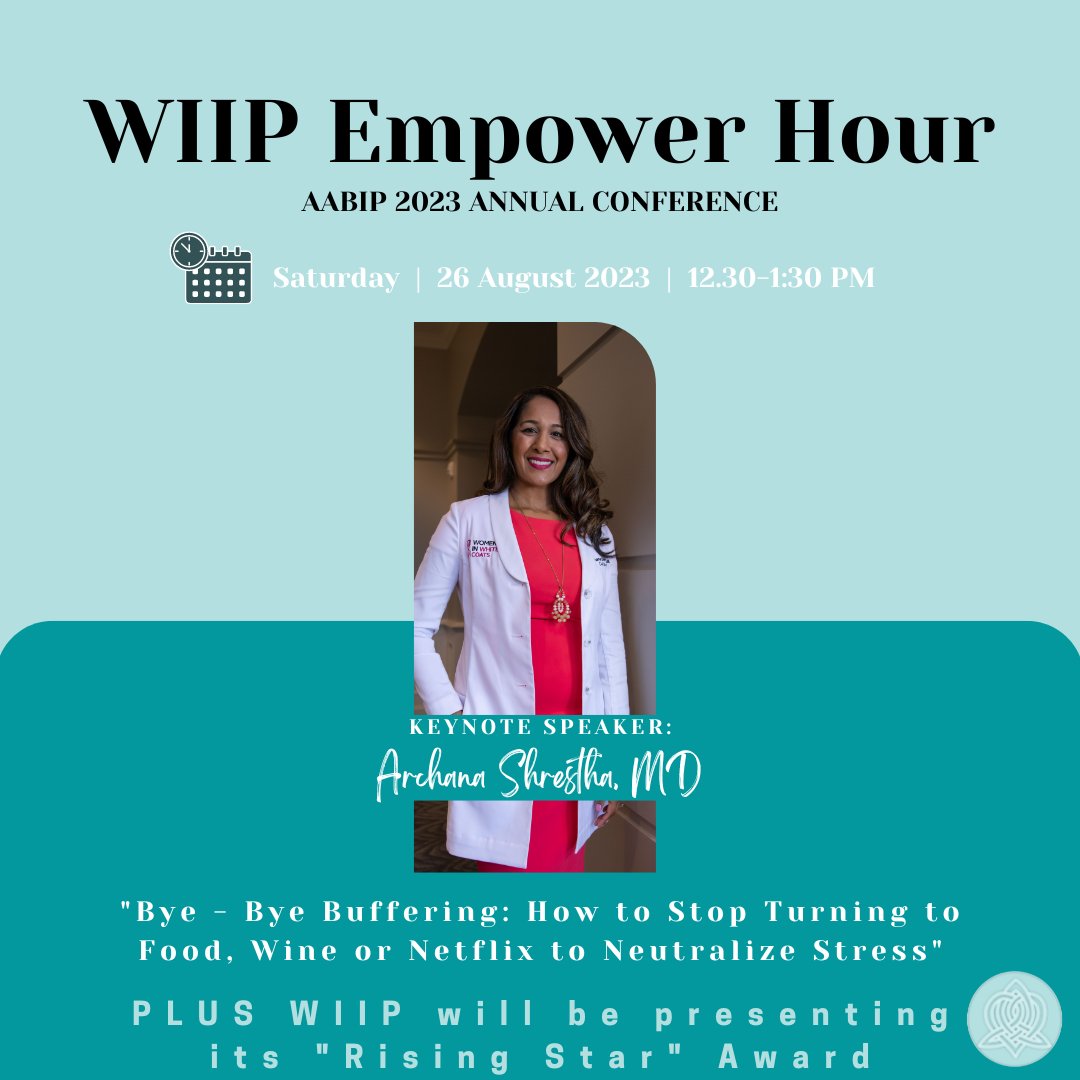 WiIP_WomeninIP's tweet photo. We are excited for #AABIPCON and WiIP's #EmpowerHour!!! Join us as we hear from Dr. Archana Shrestha  and to find out WiIP's 2023 "Rising Star"!

Register here: https://t.co/I1pcqScPIV

#WiIPstrong #WomenEmpoweringWomen #RisingStar https://t.co/D8EcDCc9XG