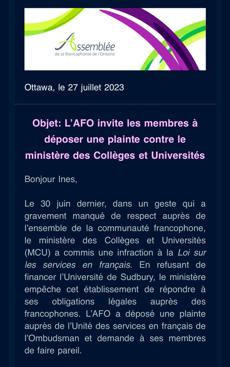 rebeline3's tweet photo. « Soyons nombreux à contester la décision du ministère afin d’appuyer l’Université de Sudbury, la seule université par et pour les francophones dans le Moyen-Nord. » : @MonAssemblee invite à porter plainte contre le bureau de @JillDunlop1 après le revers de @UdeSudbury #onfr https://t.co/7TUdVB4C1Y