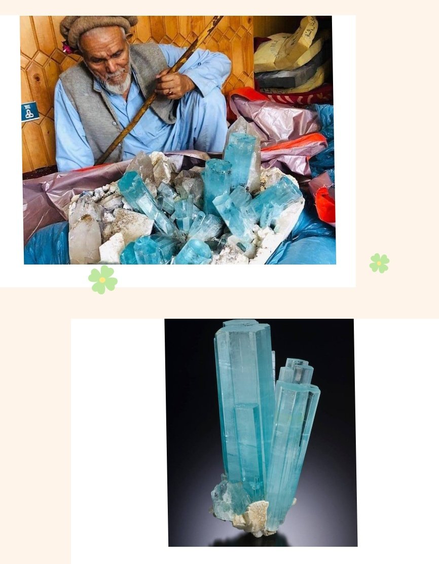 Aquamarine crystal and fossils in Gilgit -baltistan Pakistan