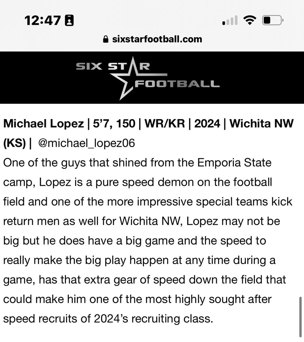 michael_lopez06's tweet photo. @6starfootballKS Thank you for the write up https://t.co/M46qwNkrRn