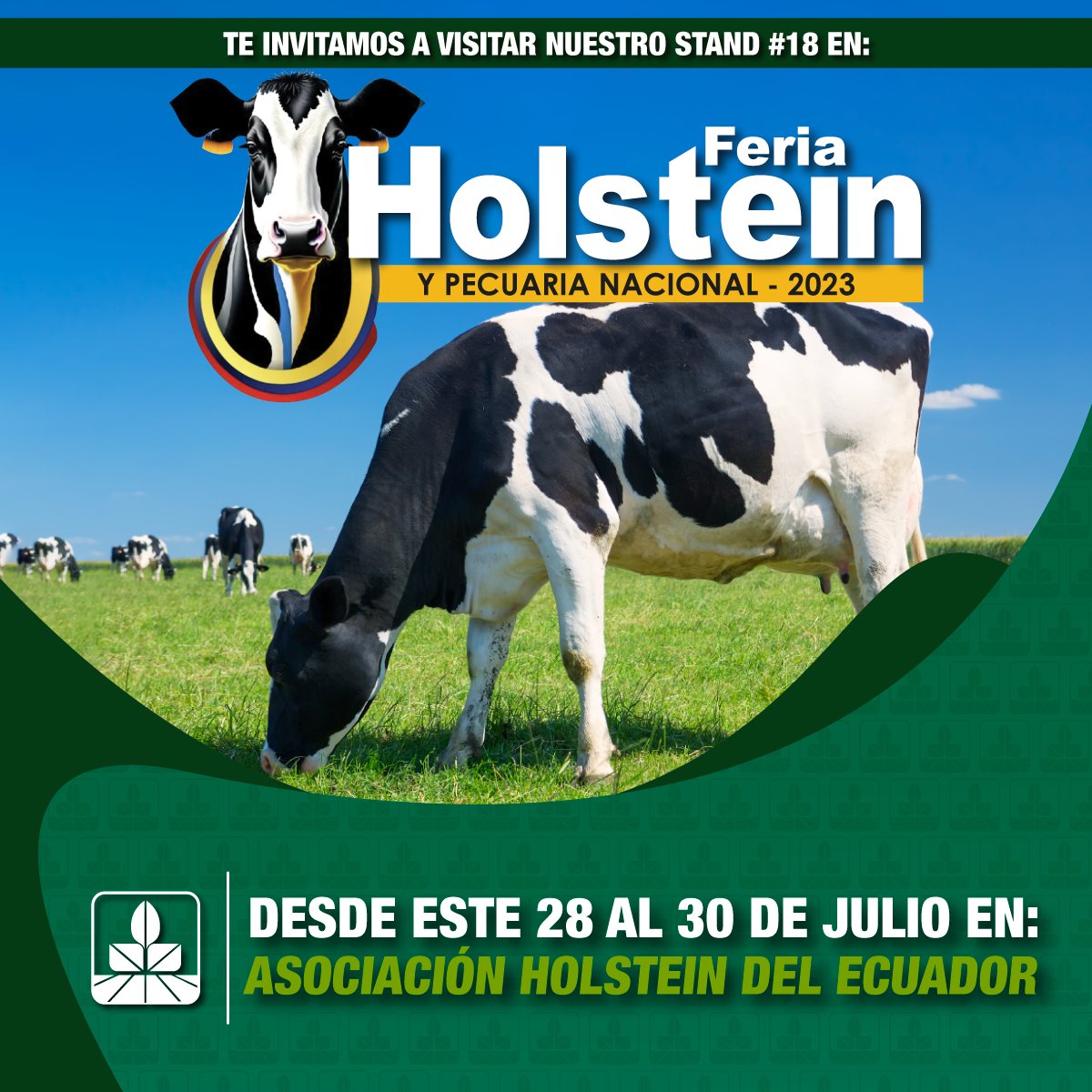 FarmagroEc's tweet photo. ¡Ven y comparte con nosotros en esta #FeriaHolsteinYPecuaria23! Te esperamos en el #Stand18 para que descubras lo último en tecnología con nuestros productos y nuestro equipo de maquinaria.

¡Te esperamos! En el Recinto Ferial de la Asociación Holstein Friesian del Ecuador. https://t.co/lLWv801SCp