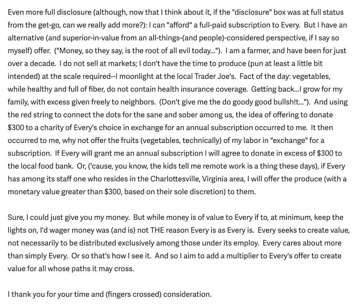 This is without a doubt the most incredible email I have ever received.