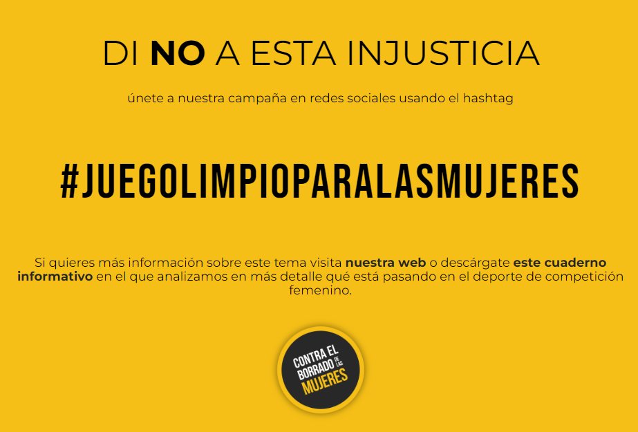 ContraBorrado's tweet photo. Di no a la injusticia #juegolimpioparalasmujeres https://t.co/noDfewMVml