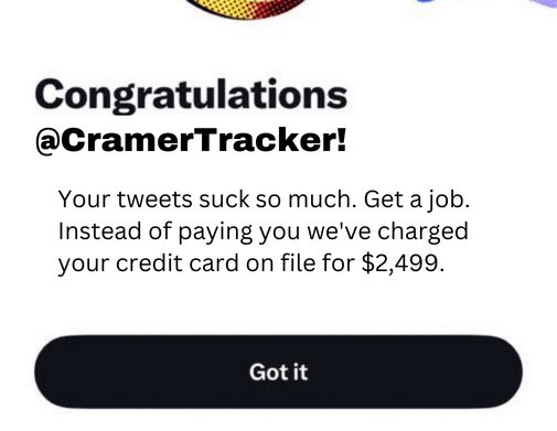 CramerTracker's tweet photo. @X Just signed up! https://t.co/4vt4WvNJhT
