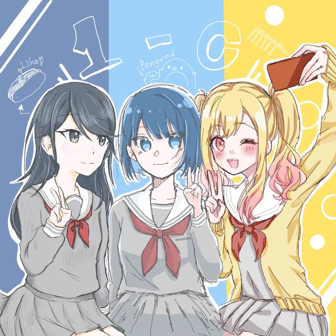 絵チャで合作ー!!1-C!!めちゃくちゃ可愛くなったよ!→ゆきちゃん→たるちゃん→ライラック 