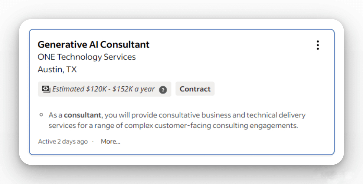 cjzafir's tweet photo. "AI Consultant" that's an emerging job title.

Companies are finding AI Experts to embed AI into their operations.

Your Job: Join their company as an AI Consultant and deploy suitable AI solutions in their company.

→ 12-month Contract: $114,000

Breakdown:
- One-time setup fee: $30,000
- Monthly maintenance fee: $7000

AI + Automation = Money Making Terminator

You'll be deploying these robots in your client's company.

Your Role: Making AI Work for Businesses

Think about a treasure chest, but it's locked and the key is lost. That's what most companies are like.

They have a wealth of data - about their customers, their sales, and their performance.

**Nearly 97% of data sits unused in organizations. - Gartner Report

That's where you come in. Your role is to be the key.

You'll help these companies unlock their treasure chests and find the hidden gems in their data.

Here's How You Can Do It:

Step 1: Setting Up the Research Agent

Your first job is to set up an AI Agent that can gather the company data. 

Then, you'll it's brother AI agent to sort this data into neat categories.

Just upload all the docs, reports, and numbers and AI will analyze and sort data in a readable format.

Step 2: Finding the Good Stuff in Company Data

Once the data is sorted, you'll start to find the good stuff. You'll discover things about:

• Company's day-to-day operations
• Marketing campaigns results
• Competitor business reports
• Customer complaints
• Email conversations
• Sales numbers

Now you have AI-driven insights about the company. You know the problems, bottlenecks and pain points of the company.

Next step is to solve these issues.

Step 3: Deploy Specialized AI Agents

It's time to put your terminators to work.

Now deploy:

Sales Agent: This AI agent will find new potential customers and send them personalized offers. It makes the sales process personalized and engaging.

Marketing Agent: This AI agent uses data to create smart marketing campaigns. It will deliver company's message to the right people.

Customer Service Agent: This AI agent will answer customer questions quickly and accurately. It makes customer service smoother and more efficient.

Data Analysis Agent: This AI agent sorts through company data, industry trends, and competitors' data to find useful insights. It turns raw data into information that can help the company make better decisions.

Training Agent: This AI agent helps train new employees. It makes the onboarding process faster and provides ongoing support to staff.

By deploying these AI solutions in these companies you can make $500,000/month extra and save 60% of their time.

That's the power of AI and that's why companies are willing to pay $30,000 to $50,000 to embed AI into their company.

Best part about this career... It is 100% remote.

So, Be the AI guy and build this business model by yourself.

Which will take 100s of hours of research, practice, and testing.

Or, you can get a blueprint from me to build this career in just 15 days of dedicated work.

I'll be mentoring 15 hustlers to make them the AI Experts and get them to atleast $6000/month career.

If you want to save time and energy and utilize it to build your AI career, DM me and I'll connect with you.

Let's go...

Bottomline: Deploy AI agents in companies and make at least $15,000/month in next 3 months

---

If you found value in this tweet:

1. Follow me @cj_zZZz for more AI breakdowns

2. Join the newsletter 'The AI Startup' for money-making AI ideas.

3. Retweet this tweet to share this thread with your audience.

Cheers.
