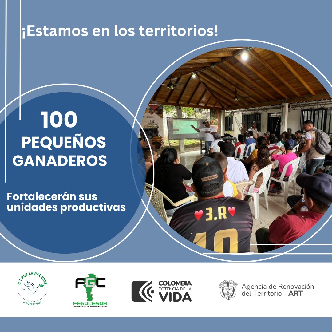 Una vez más la U.T por la Paz 2022, Fegacesar y la <a href="/RenovacionCo/">Agencia de Renovación del Territorio</a>, llegaron al municipio de San Pablo Sur de Bolívar a entregar insumos pecuarios